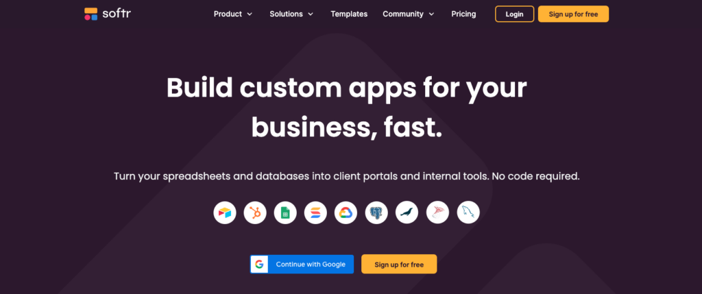 Softr homepage