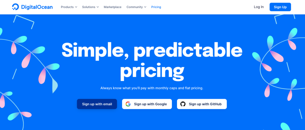 Digital Ocean homepage